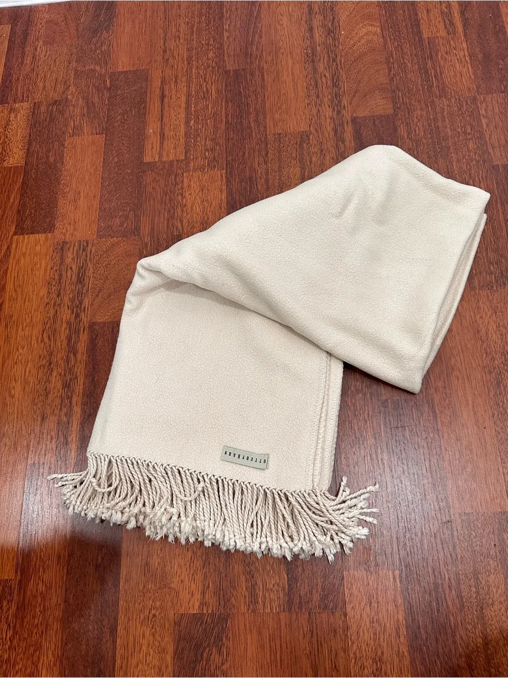 Pottery Barn Beige Fringe Throw Blanket. Neutrals. High quality 44” x 53”
